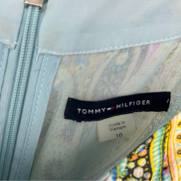 Tommy Hilfiger Blue Paisley Halter Long Dress Belted Size 10 Full Zip Back Lined - Picture 5 of 7